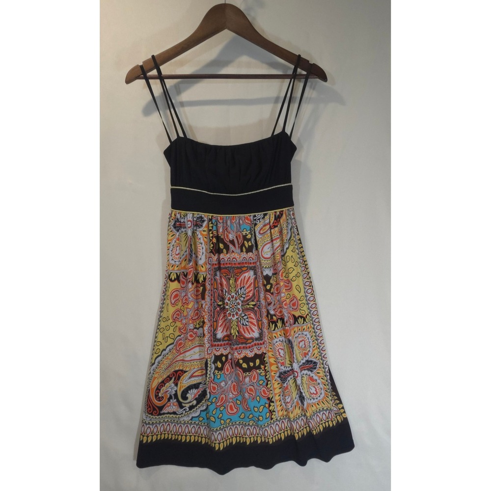 Jodi Kristopher Black Paisley Print Empire Waist Midi Dress Juniors Size M